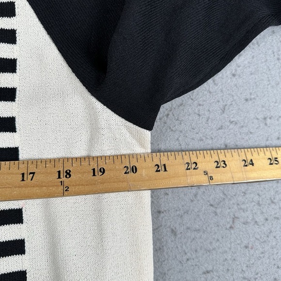 St. John Knit Zip Front Cardigan Jacket Womens Large Red Black White Striped - Picture 14 of 16